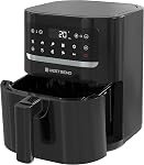 Friteuse à air compacte West Bend 5-quarts avec commandes numériques et 10 préréglages de cuisson, panier de friture antiadhésif, 1500 Watts, Noir