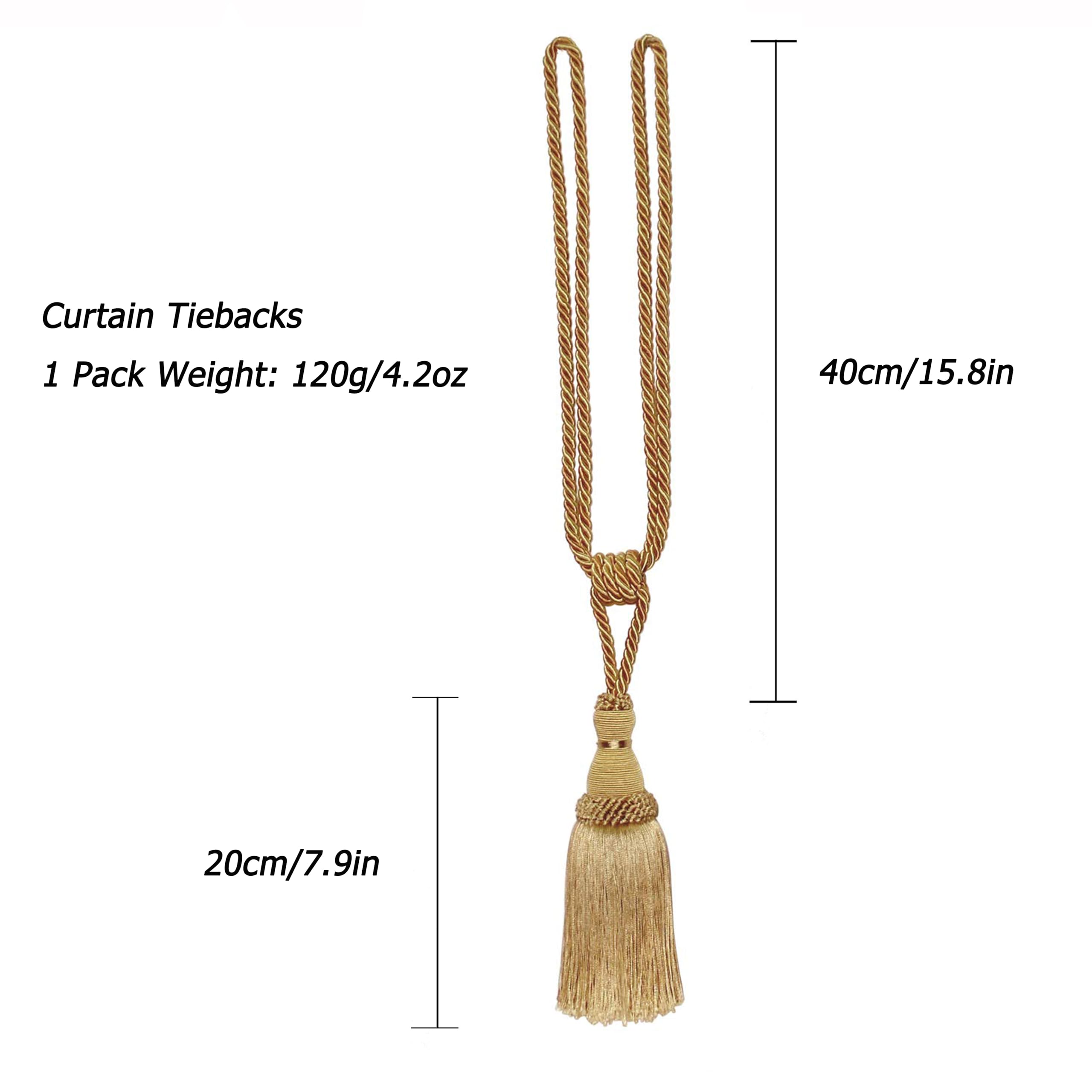 Bel Avenir Raffhalter für Vorhänge, Quasten, Vorhänge, Seile, handgefertigt, für Zuhause, Büro, Hotel, dekorativ, 2 Stück (Gold, 4 Stück)