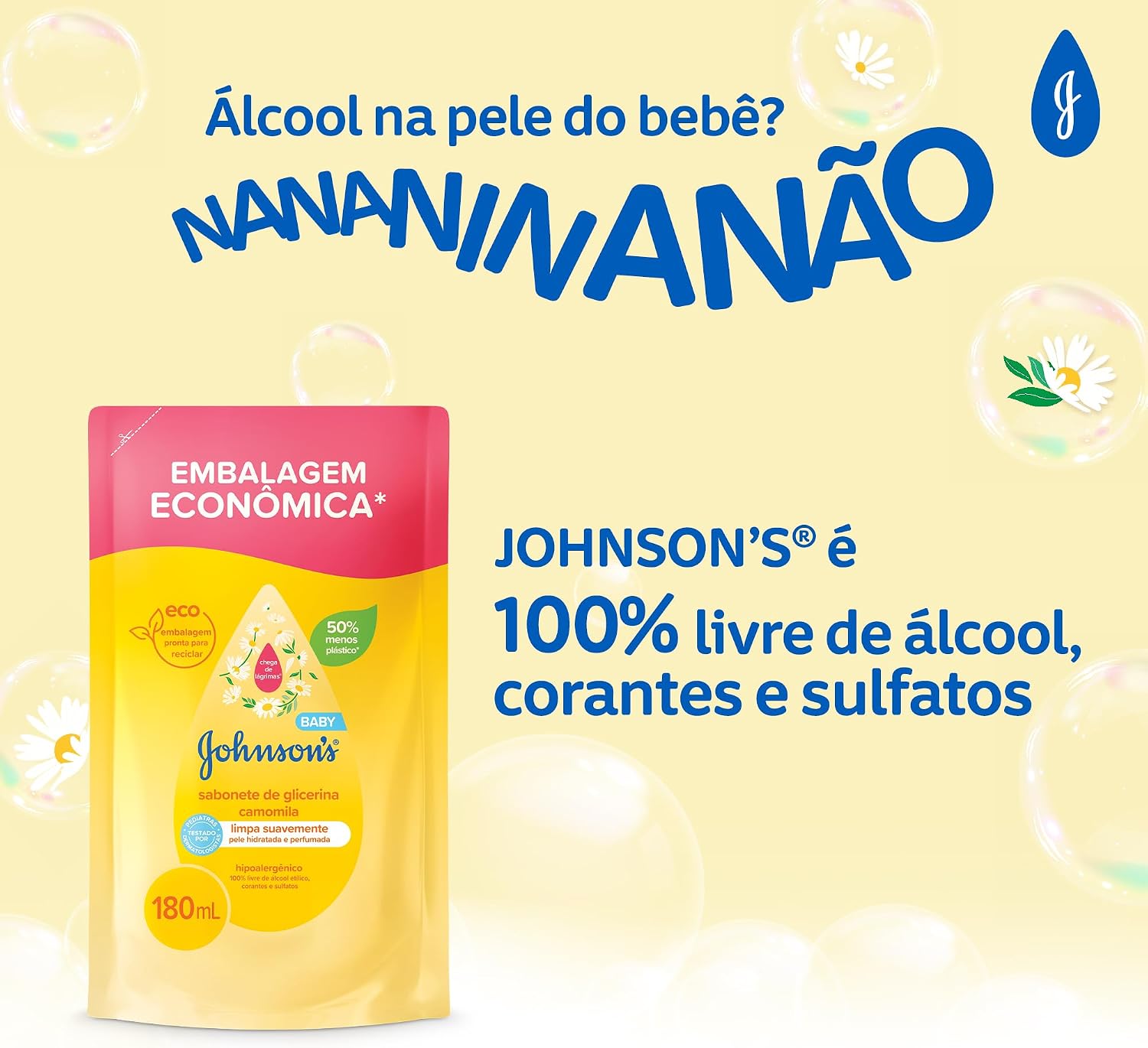 Sabonete Líquido Glicerina Camomila JOHNSON’S® Baby, 180mL