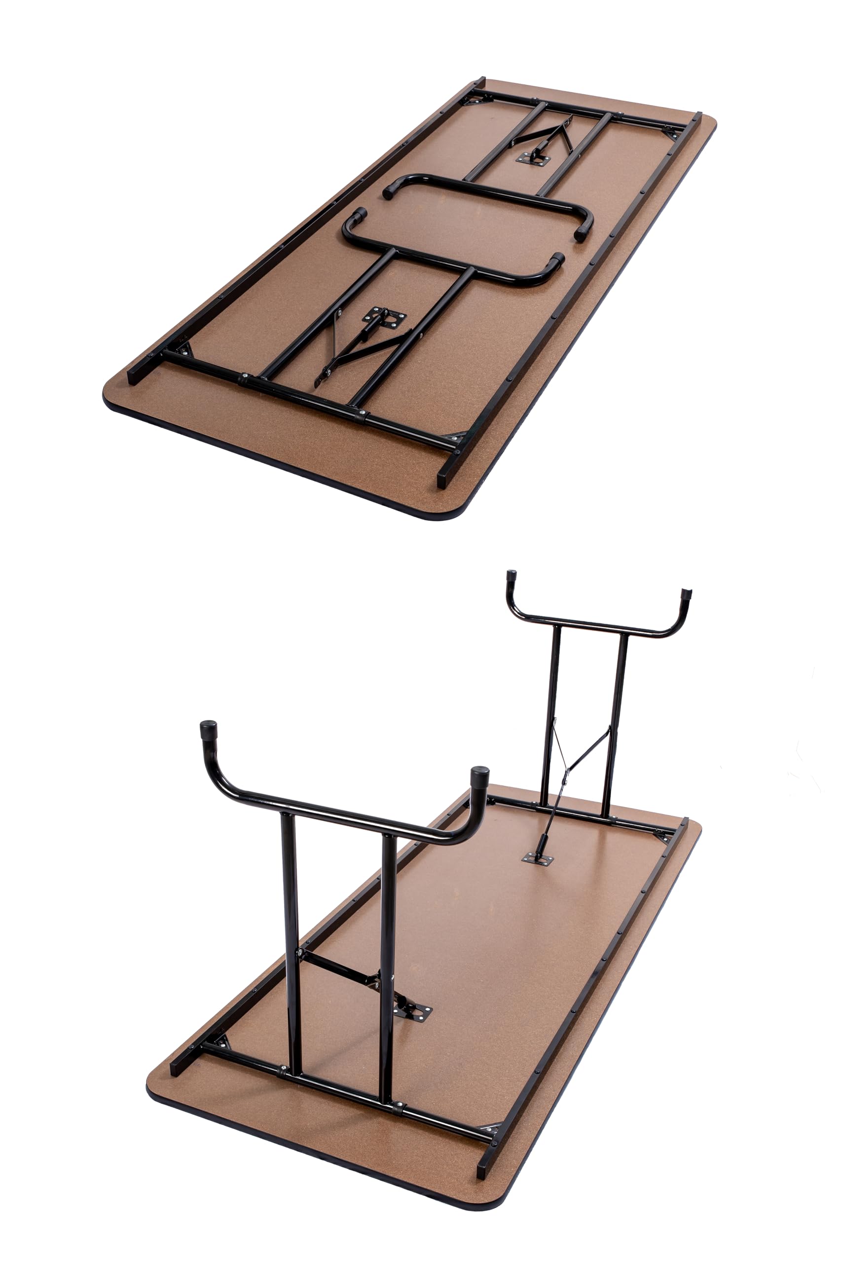 METRO Professional Tavolo da esterno, acciaio/legno, per 8 persone, pieghevole, nero/marrone