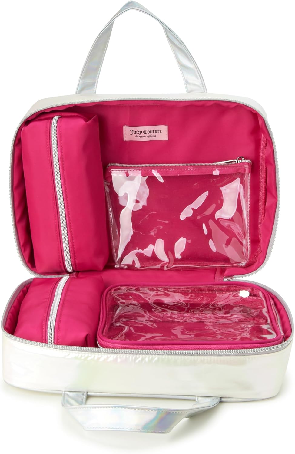 Juicy Couture Iridescent Makeup Bag Cosmetics Organizer Travel Essentials Weekender Iridescent