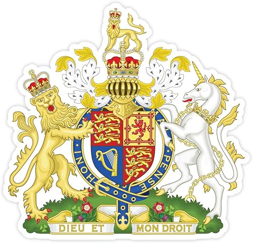 Escudo de armas del Reino Unido Nueva calcomanía 4" x 4"
