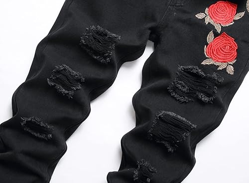 Miniatura 4 de Pantalones de mezclilla ajustados para niño, elásticos, de aspecto desgastado y desgarrado