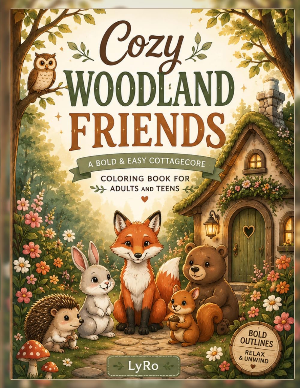 Cozy Woodland Friends: A Bold & Easy Cottagecore Coloring Book for Adults and Teens (Cozy and Simple)