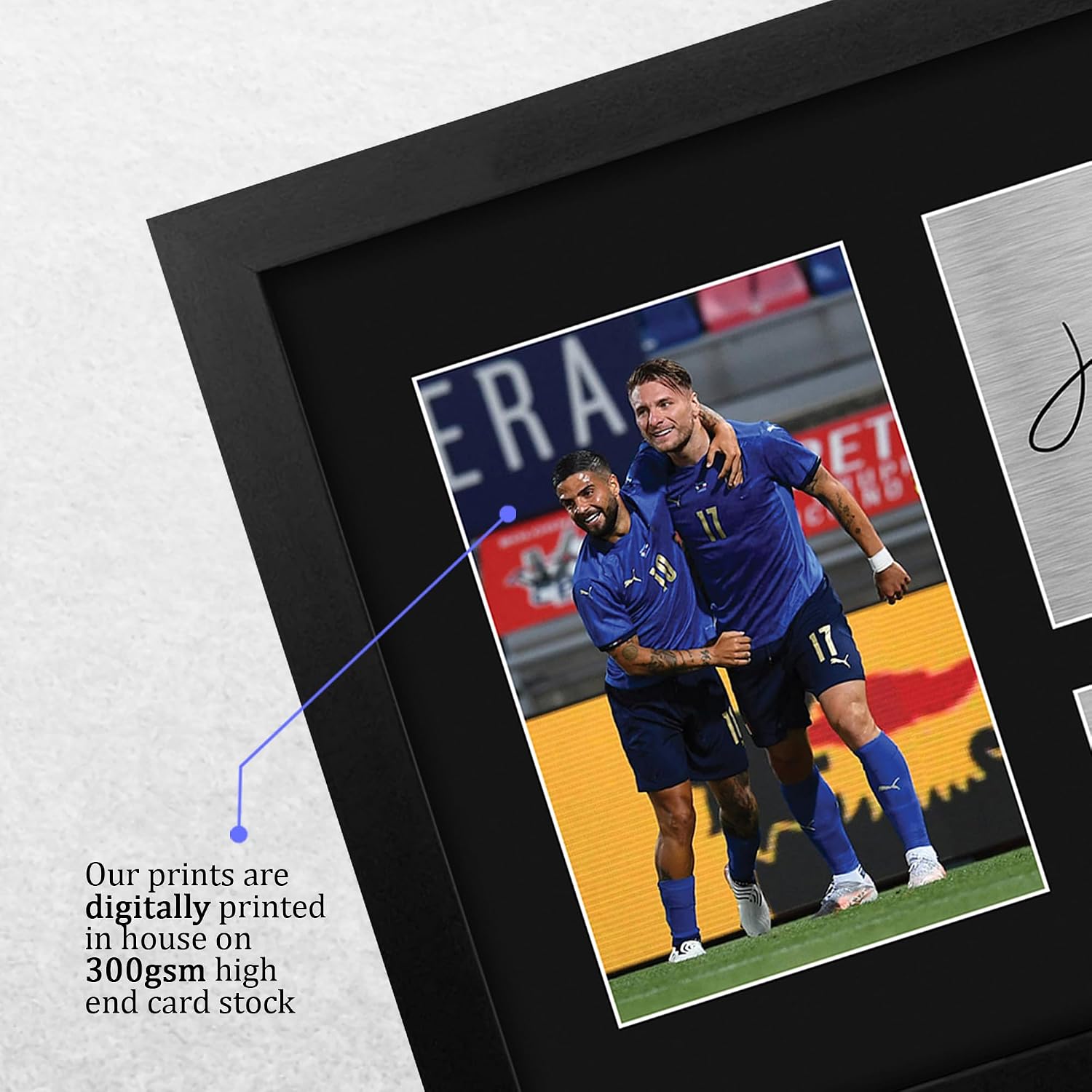 HWC Trading Lorenzo Insigne & Ciro Immobile Italy Gifts Printed Signed Autograph Picture for Soccer Fans and Supporters - US Letter Framed (ID-008042)