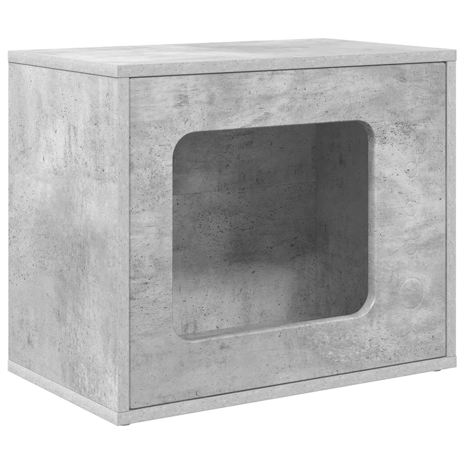 Katzenhaus Indoor in Beton-Optik, 51 x 30 x 42,5 cm stabiles Katzenmöbel aus Holzwerkstoff, Moderne Katzenhöhle für das Wohnzimmer, Belastbarkeit bis 60 kg
