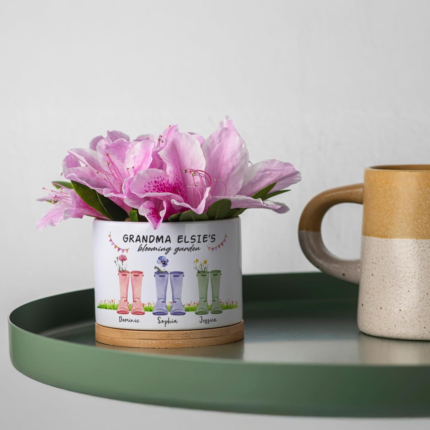 Customization Mill Grandma Gifts, Personalized Birth Month Flower Garden Pot, 2 Optional Sizes, Custom Flower Pot with Names for Grandma