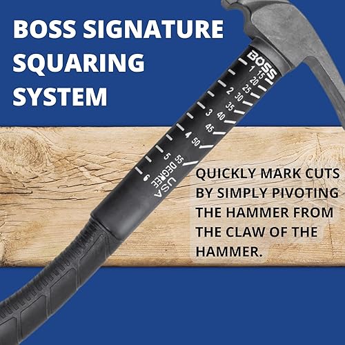 Miniatura 4 de Boss Hammer Martillo de titanio Ti64 de grado de construcción con mango de fibra de vidrio resistente que absorbe los golpes, 14 onzas, agarre