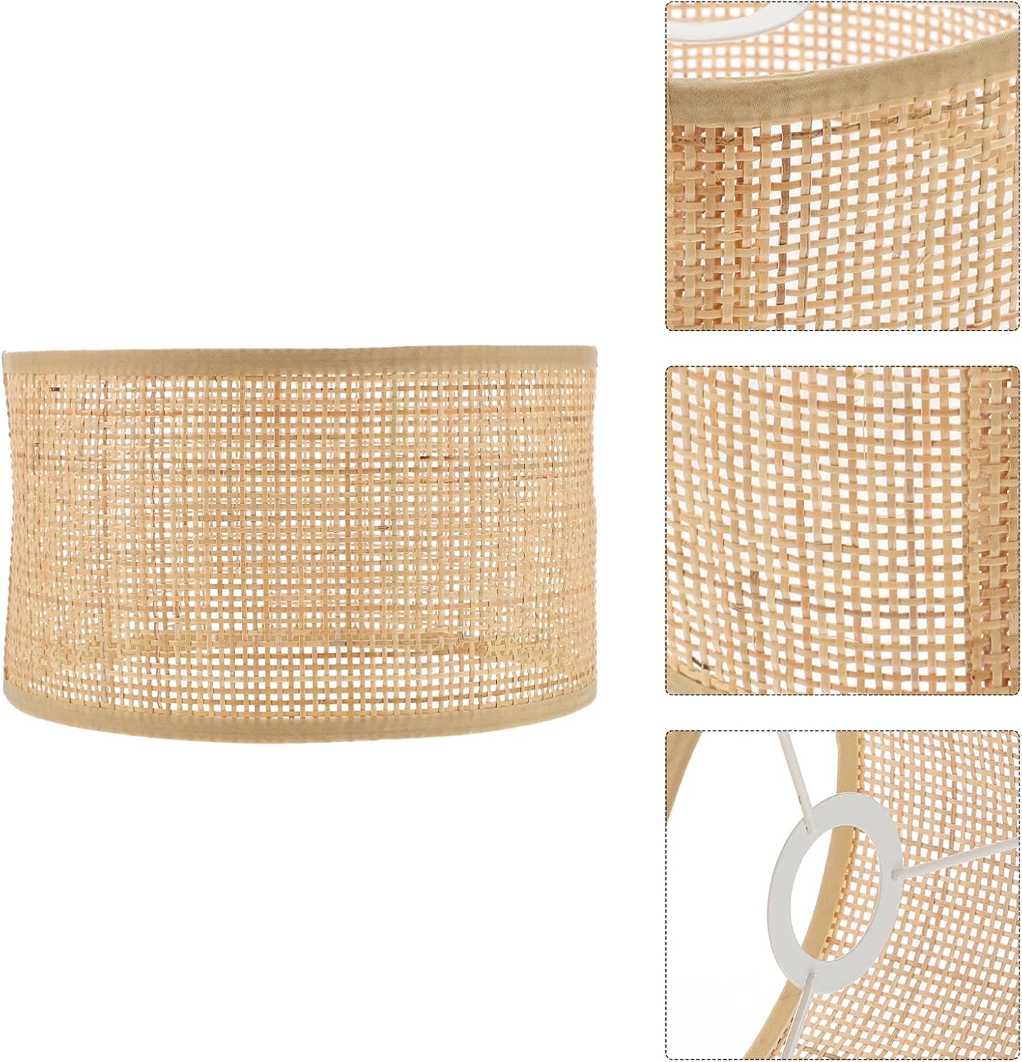 NUOBESTY E27 Rattan Woven Lamp Shade Decorative Pastoral Style Ceiling Light Cover Handcrafted Rattan Lampshade for Table and Floor Lamps Suitable for Home Decor