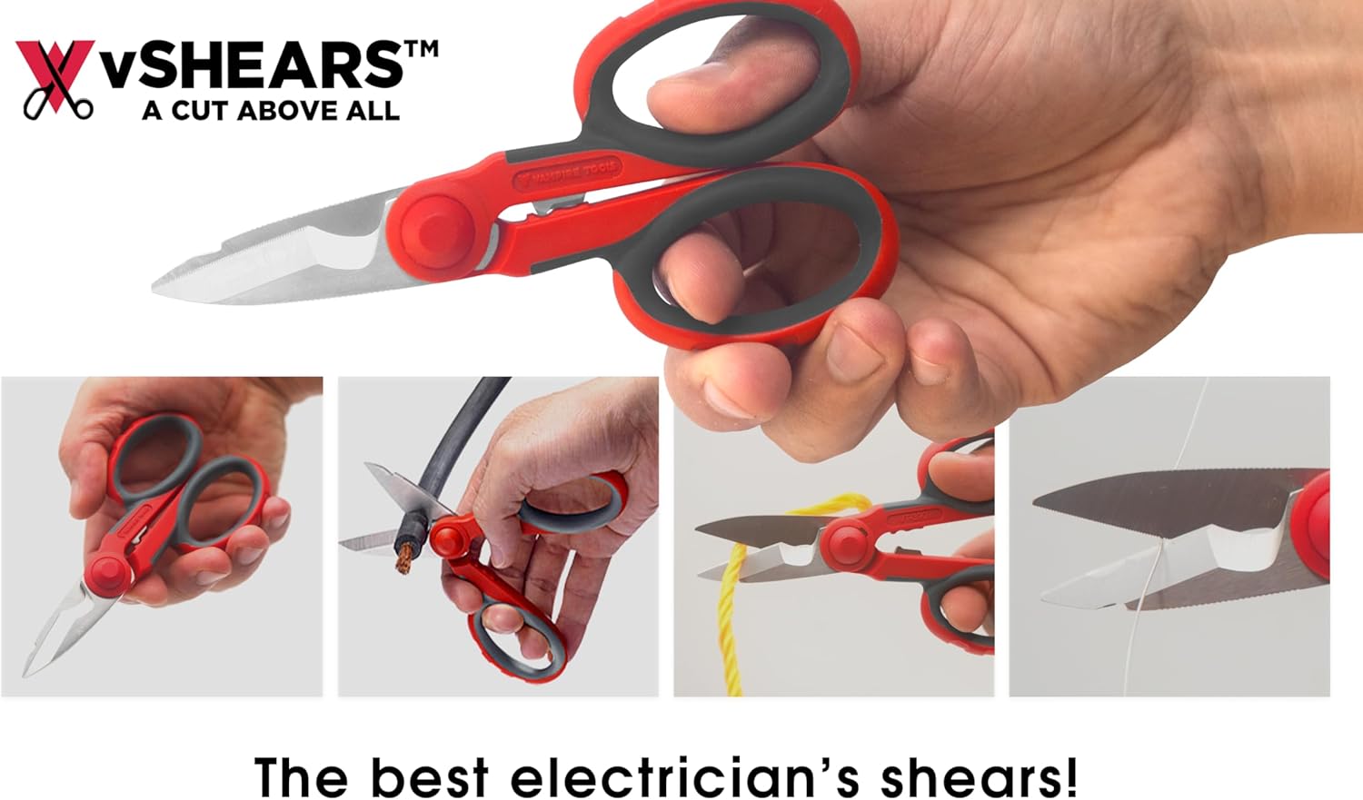 VAMPLIERS 2-PC Tool Set. 9" Electrician Linesman Pliers, Multipurpose Electrician Scissors + Tool Pouch. High Leverage Side Cutting Pliers. Premium Utility Shears for electrical work.