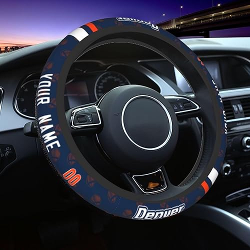 Denver - Fundas para volante de automóvil, funda universal personalizada para volante de automóvil, número de nombre, funda antideslizante para