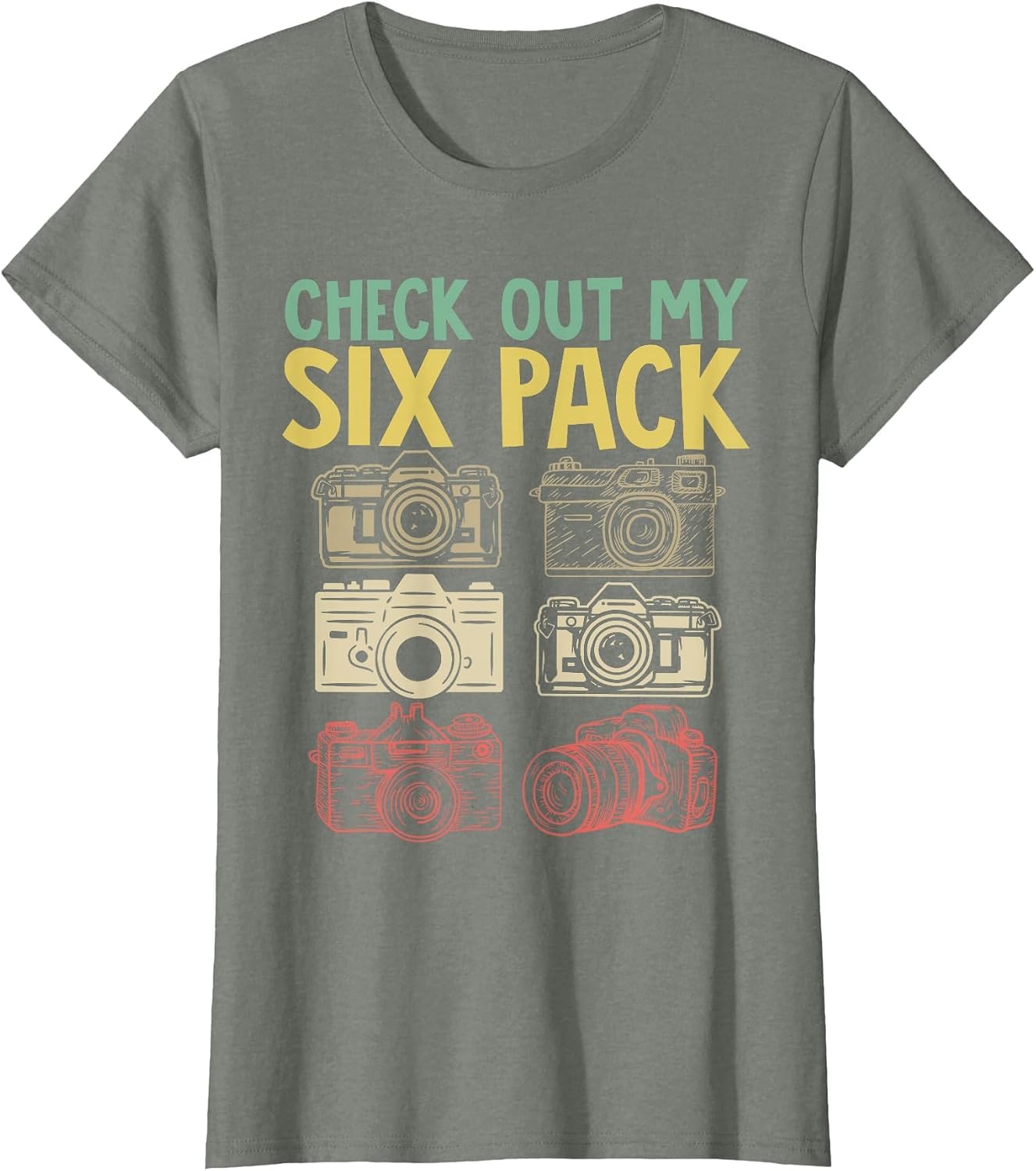 Retro Check Out My Sixpack Camera Lens T-Shirt image 5