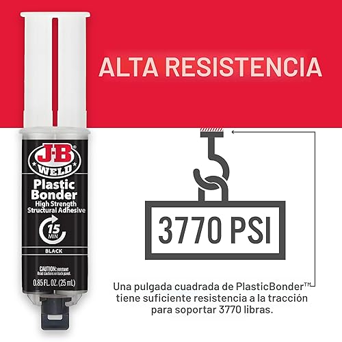 Miniatura 4 de J-B Weld 50139 Jeringa adhesiva y relleno de huecos Plastic Bonder para paneles de carrocería - Negro - 25 ml
