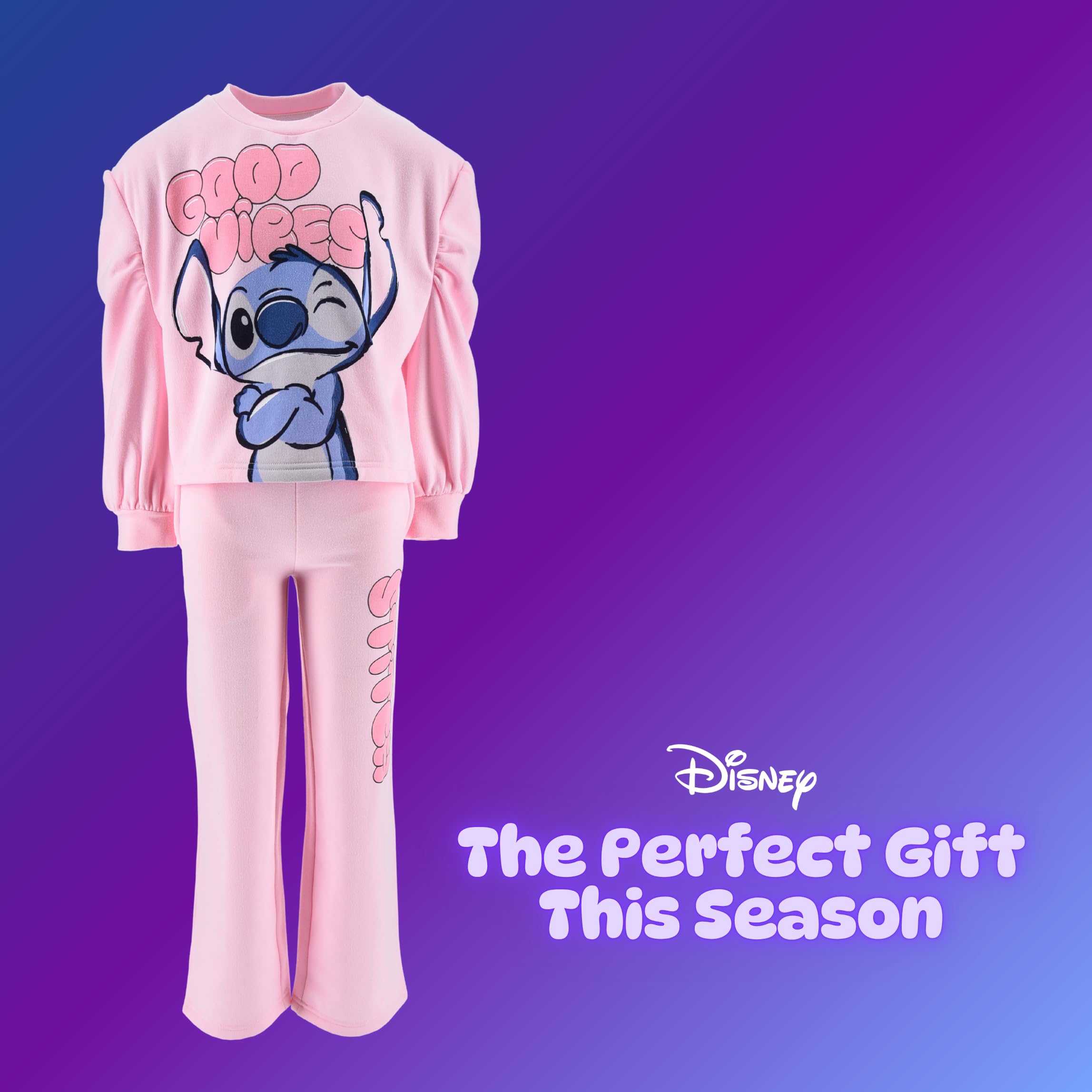 Disney Stitch Camiseta y Pantalon para Niñas, Chandal Conjunto 2 Piezas Sudadera y Pantalon para Niñas, Tallas 3 a 8 Años
