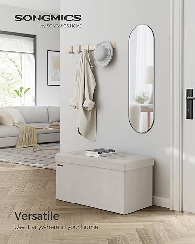 Miniatura 3 de SONGMICS Otomana de almacenamiento, banco de almacenamiento plegable de terciopelo, 2 cajas de almacenamiento adicionales, divisor extraíble, 15 x