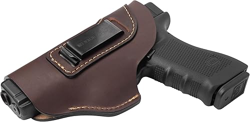 Miniatura 7 de Relentless Tactical IWB The Defender - Funda de cuero para pistolas S&W M&P Shield, GLOCK 17 19 22 23 32 33, Springfield XD & XDS, y pistolas de