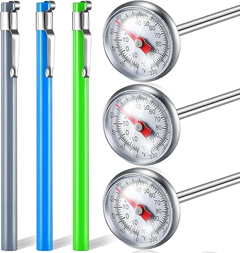 Miniatura 19 de Xuhal 6 termómetros de cocina de acero inoxidable con vástago largo de 5 pulgadas de largo, esfera de 1 pulgada, termómetro de alimentos para horno,