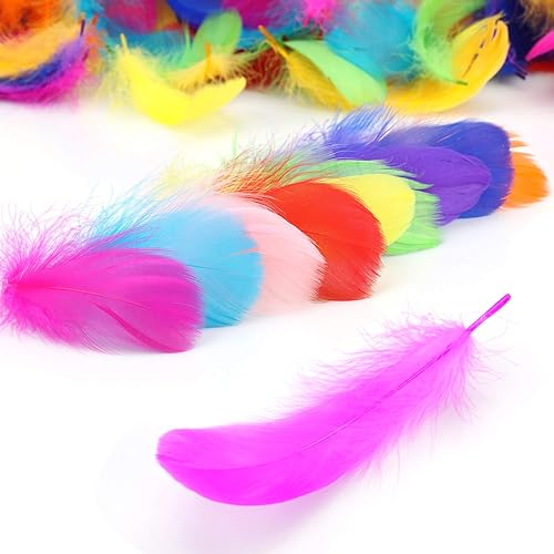 Miniatura 5 de MWOOT Más de 450 plumas coloridas de la naturaleza, manualidades, plumas de ganso decorativas para atrapasueños, diadema, joyería, boda, fiestas