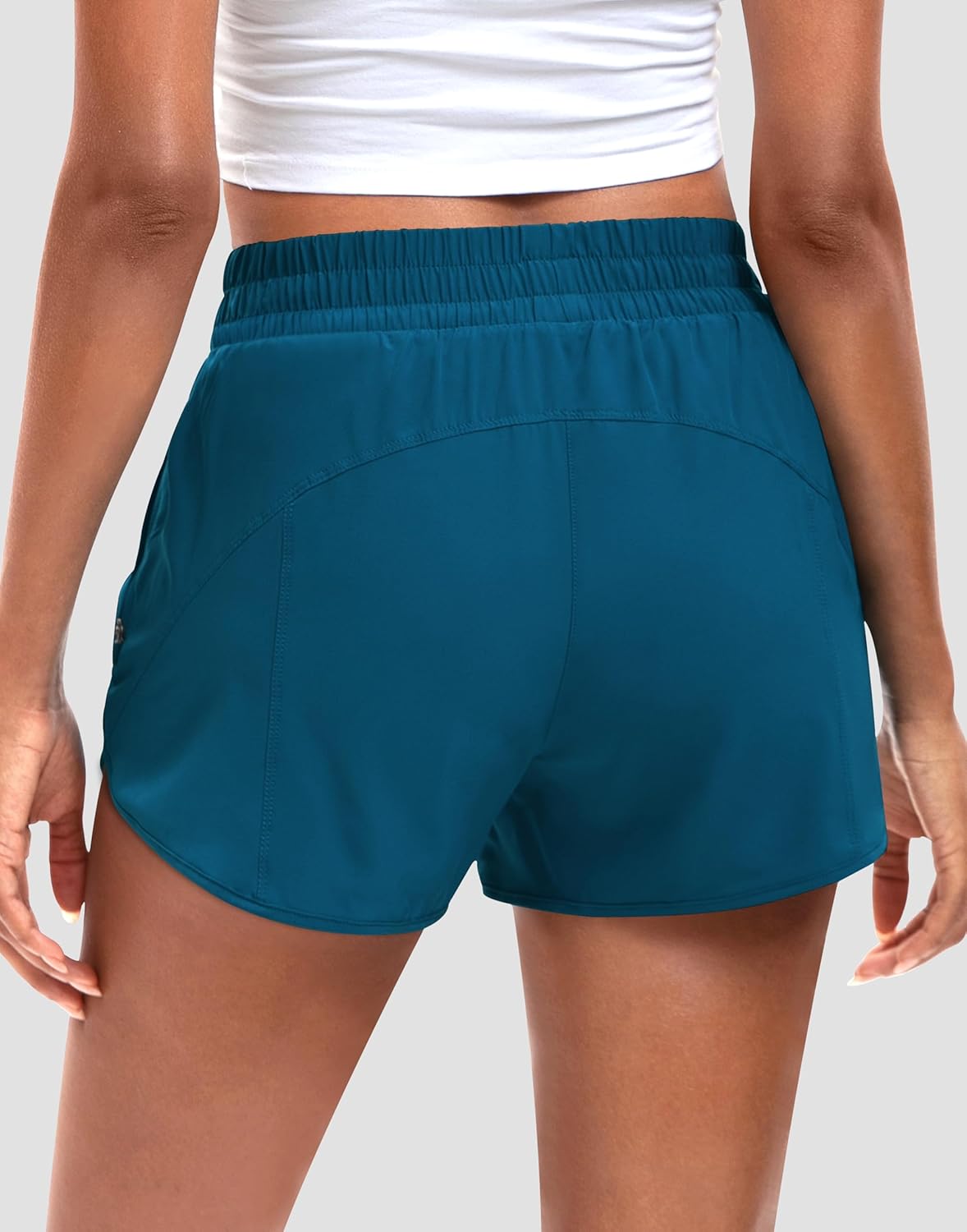 Women's 3" High Waisted Running Shorts Quick Dry Dolphin Sporty Athletic Gym Track Shorts for Women with Zipper Pocket