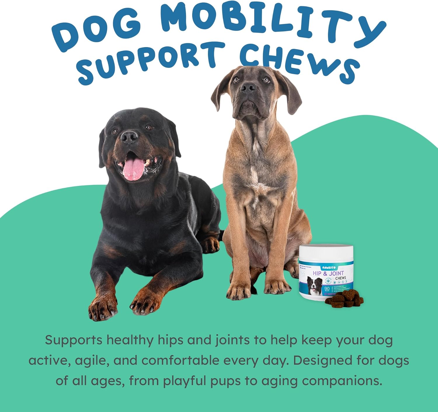 Dog Hip and Joint Supplement Chews – Advanced Mobility Soft Chews with Glucosamine, Chondroitin, MSM & Turmeric for Joint Support & Flexibility