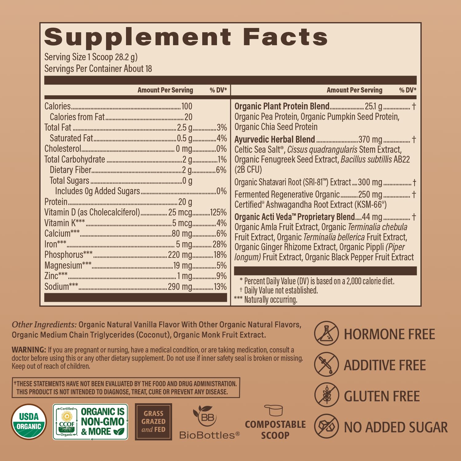 Women's Organic Pea Plant Vegan Protein Powder, Vanilla, 20g Protein — Amazon image 5