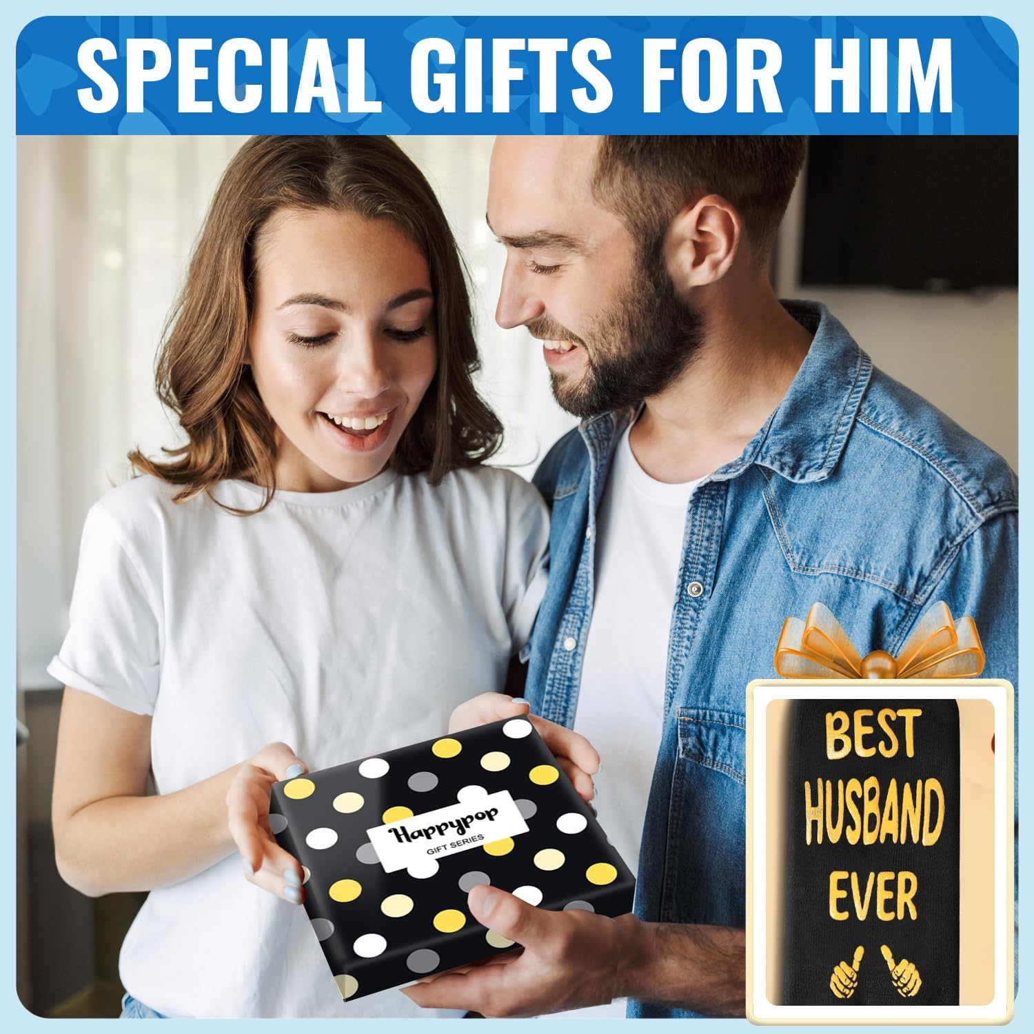 【GIFT付】HAPPYPOP Best Husband Ever ギフト - 彼への面白いギフト 夫への誕生日プレゼント、妻からの夫へのギフト、 雨中走行