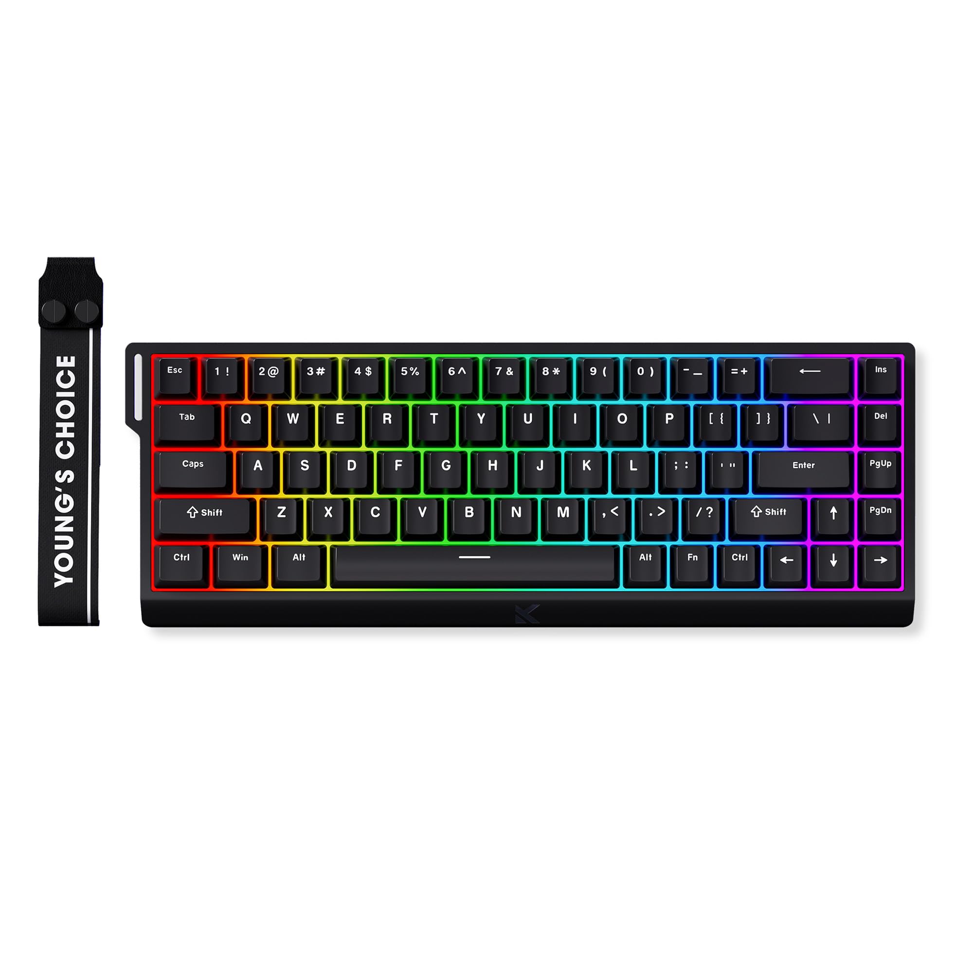 FOXMM x MCHOSE Ace68 HE Przewodowa Klawiatura do Gier 65% RGB, Szybkie Wyzwalanie 8000 Hz, ICE Magnetyczny Przełącznik Halla Niebieski, Precyzyjny Regulowany Skok 0,005 mm, do Gier FPS, Czarna