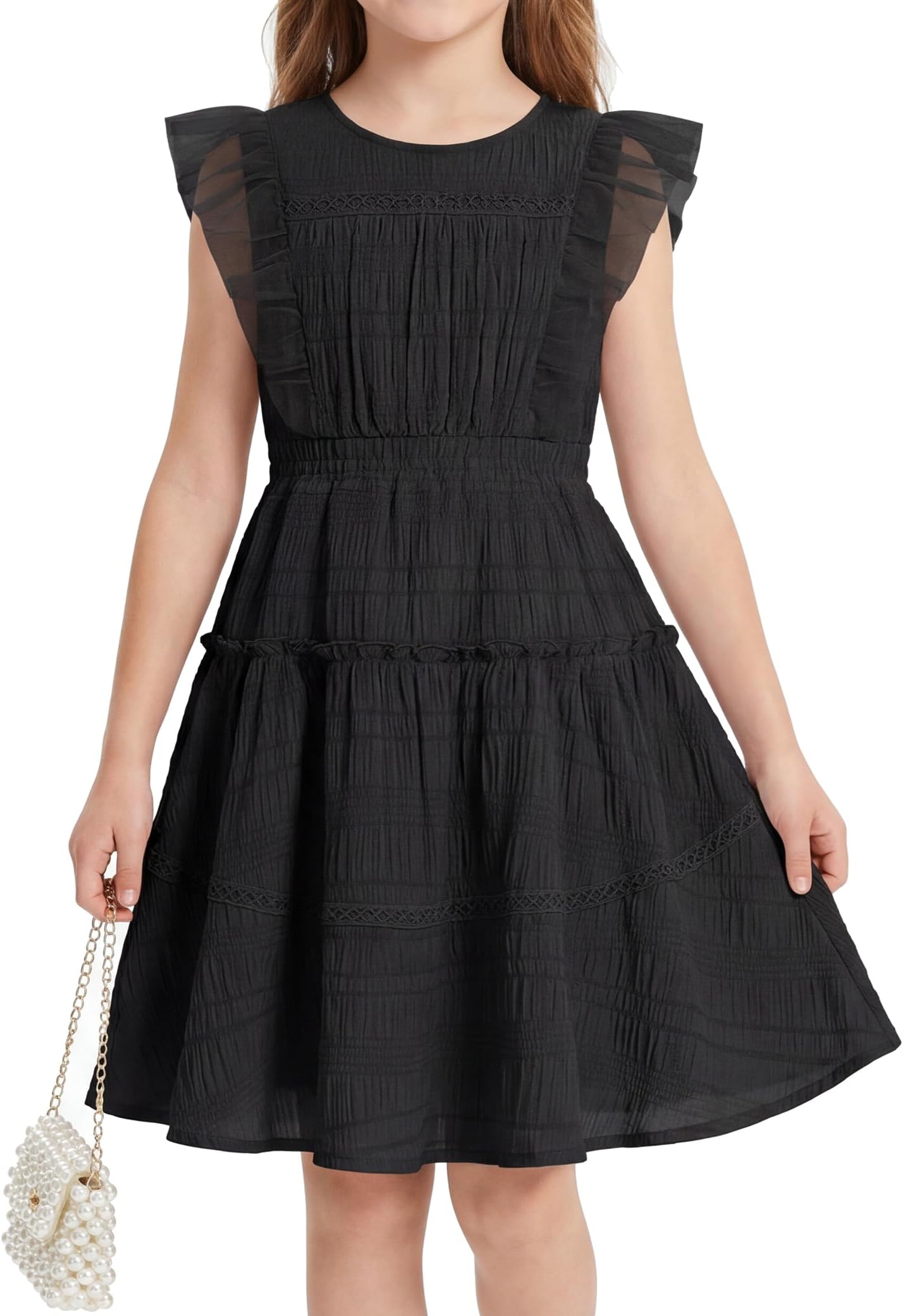 Girls Sleeveless Summer Dress, Ruffle Tiered Easter Spring Party Dresses for Kids 6-13