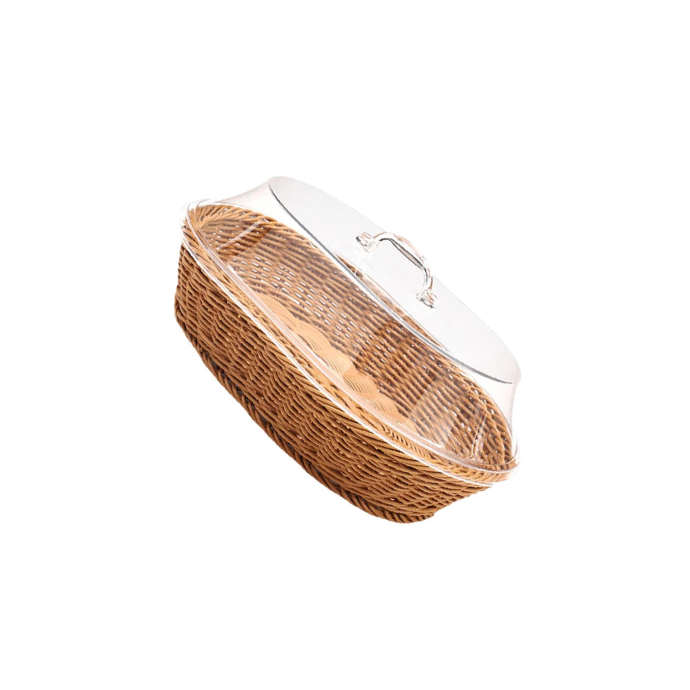 Cestino per il pane intrecciato in finto rattan, organizza elegantemente la frutta sul bancone della cucina, aggiunge un tocco di stile alla sala da, Legna, 35x45cm
