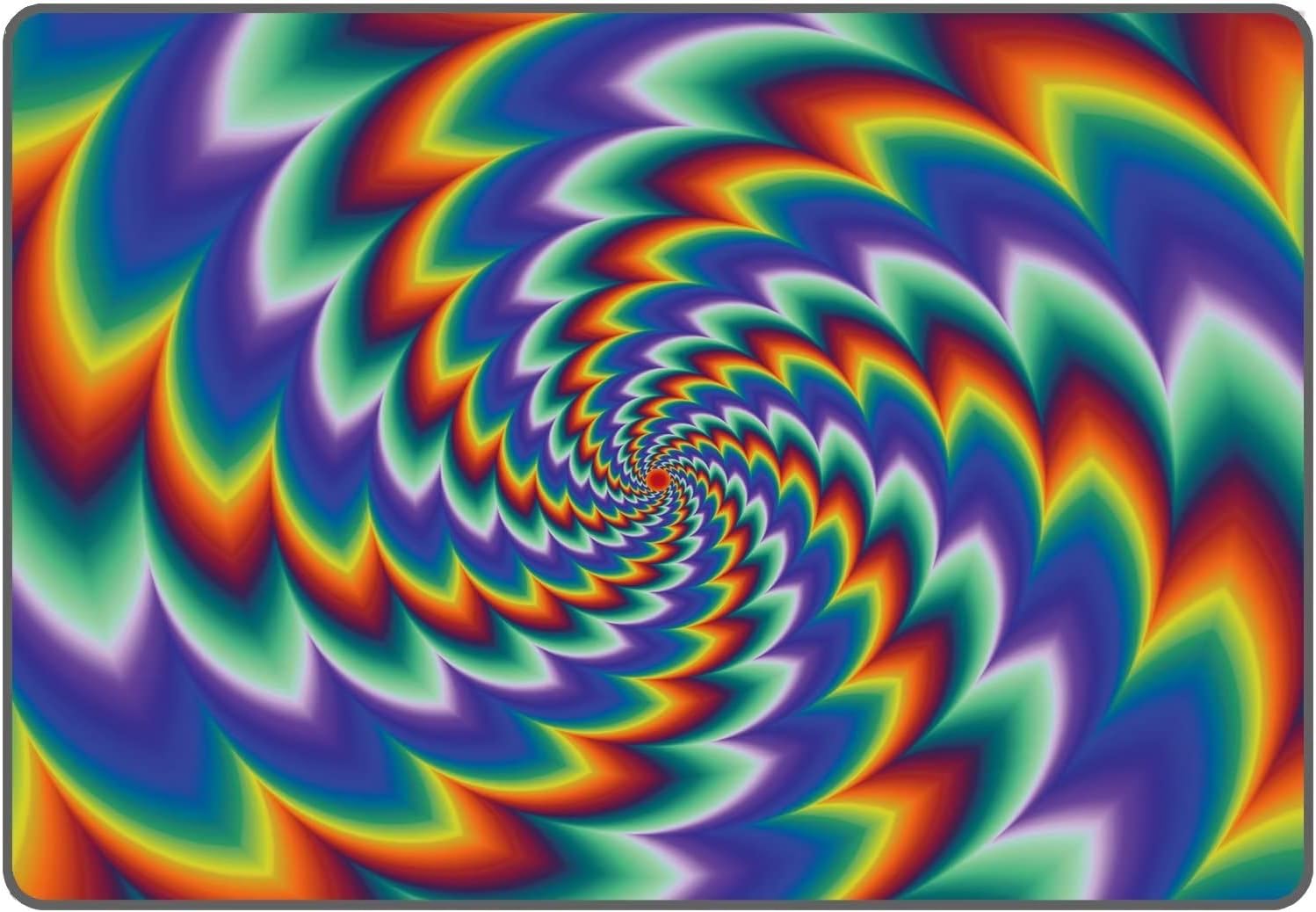 Optical Illusion Rug Rainbow Geometric Vortex Trippy Hole Area Rugs for Bathroom Office Door Coloful Mat Carpet 47 in X 31 in