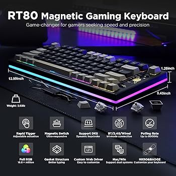 yunzii RT80 磁気スイッチ キーボード YUNZII RT80 Rapid Trigger 8K Magnetic Keyboard – YUNZII KEYBOARD