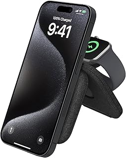 Belkin [Apple公認] 2-in-1 Qi2ワイヤレス充電ポータブルパッド公式認証/MagSafe対応 iPhone 16/15/14/13/12/スマートフォン(最大15W高速充電) Apple Watch 10/9/8/7/Ult...