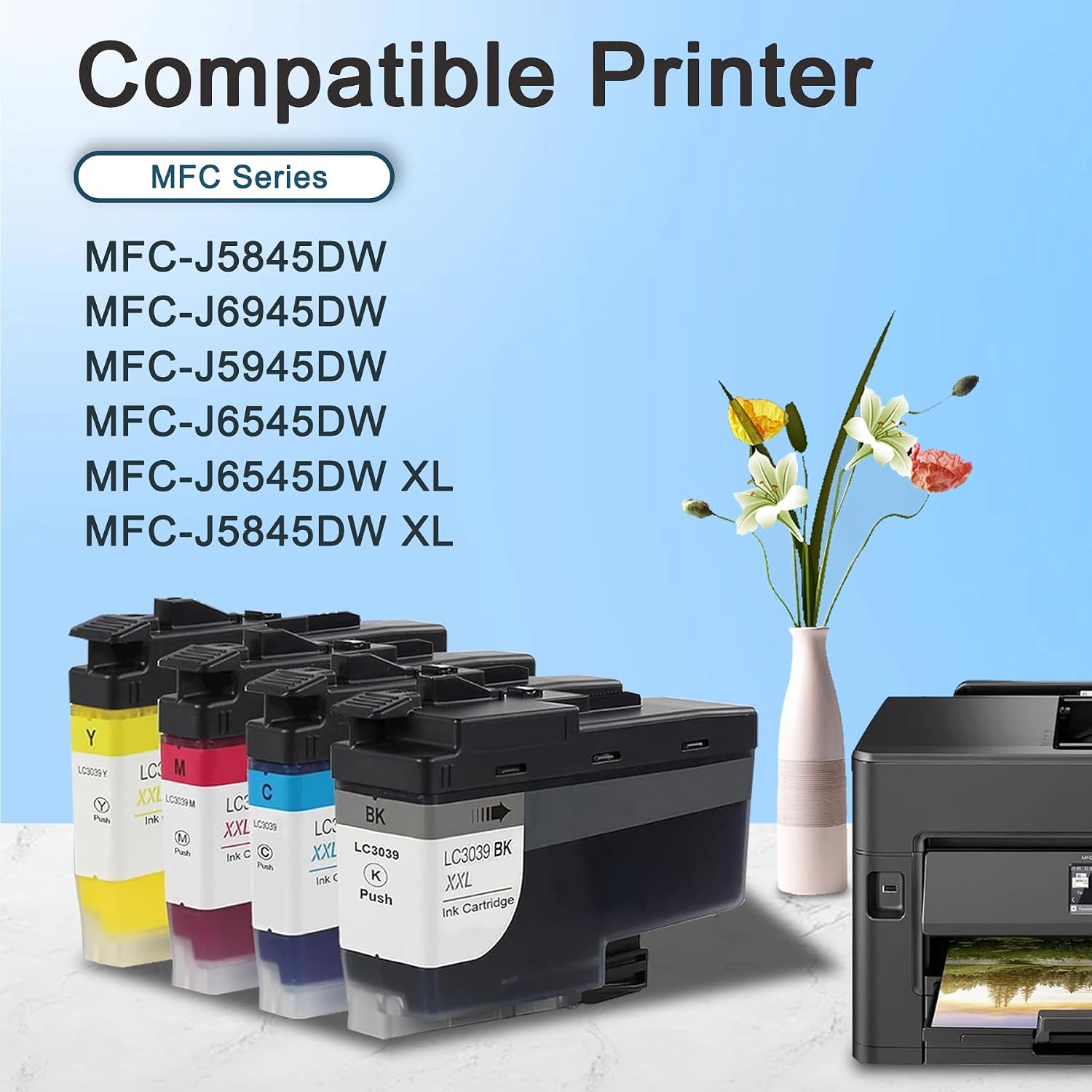 LC3039 BK/C/M/Y Ink Cartridge Ultra High-Yield (LC3039BK LC3039C LC3039M LC3039Y, 4-Pack) - LC3039XXL Ink Cartridges Replacement for Brother MFC-J5845DW MFC-J6945DW MFC-J6545DW MFC-J5945DW Printer