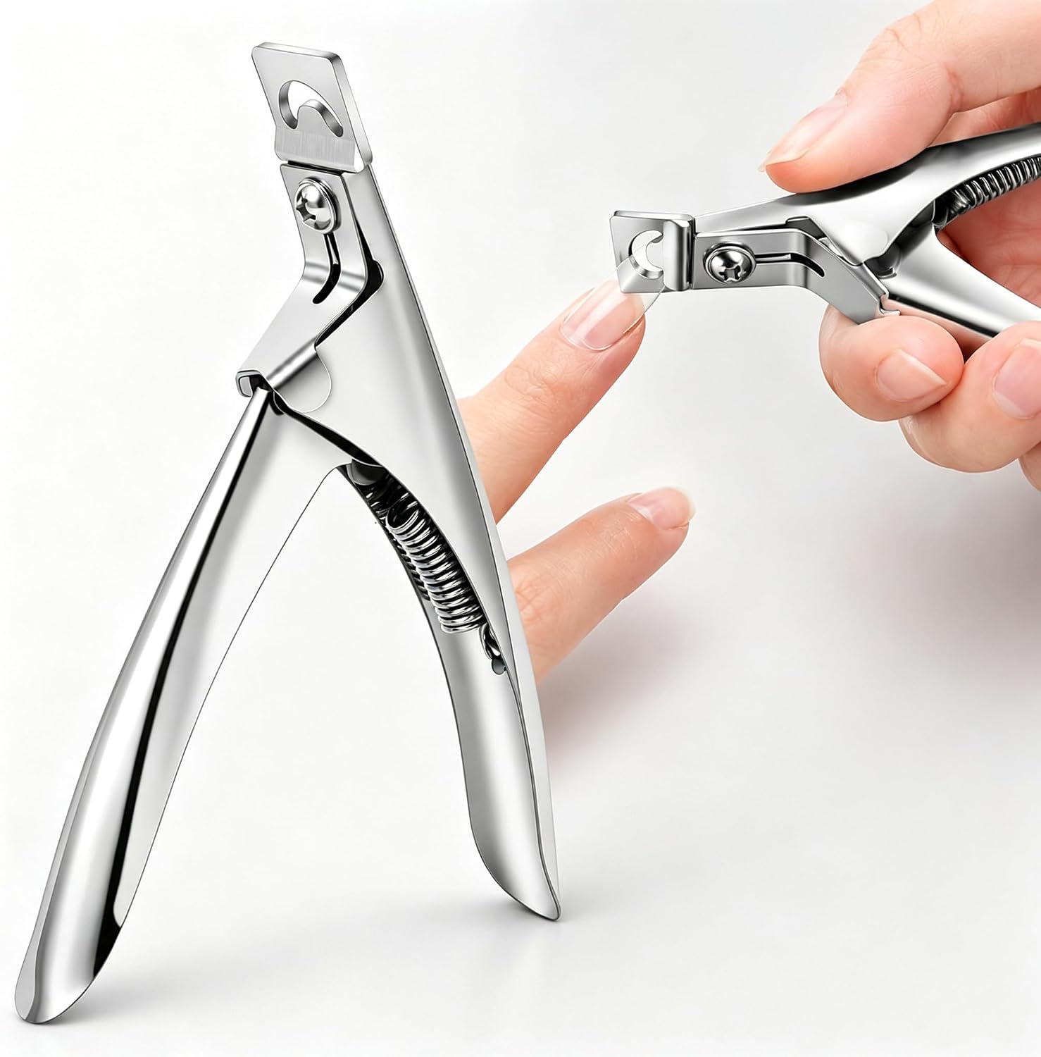 1pc Silvery Professional Acrylic Nail Clippers, False Nail Tip Cutter for Manicure, Sharp Stainless Steel Tool for Salon Home Use
