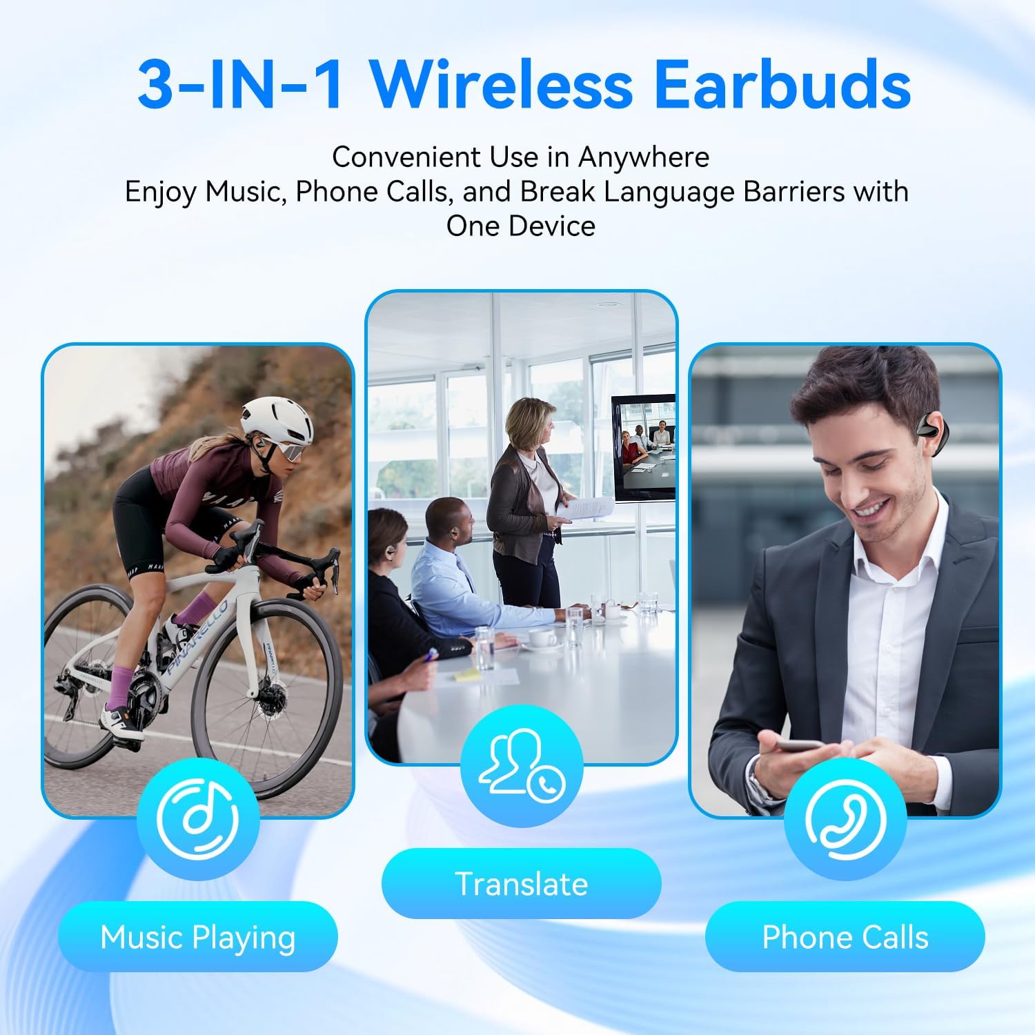 Ai Language Translation Earbuds Real Time 2025,150 Languages Two-Way Instant Voice Language Translator,Wireless Bluetooth Headphones,Text/Photo Translation Device with APP for iOS &Android-Black - Image 4