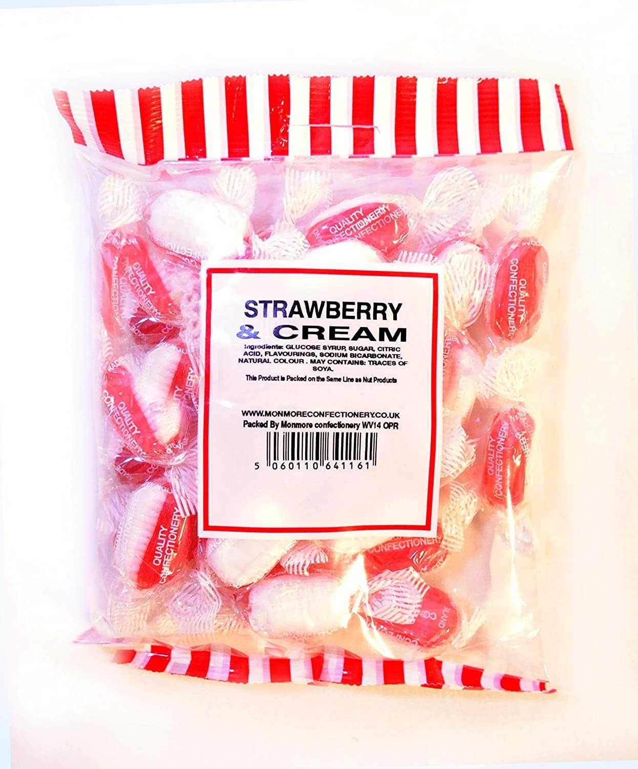 Strawberry and Cream Sweets, Monmore Strawberries & Creams (225G) Sweet Bags, Old Fashion and