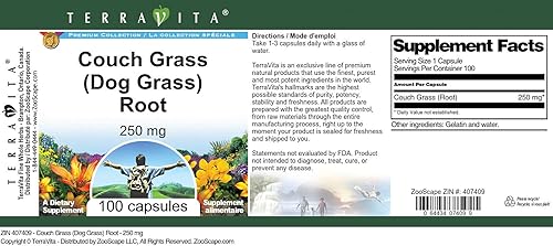 Miniatura 3 de Terravita Hierba de sofá (hierba de perro) raíz - 250 mg (100 cápsulas, ZIN 407409)