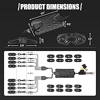 Vista 9 de LIGHTFOX RGBW LED Rock Lights with Bluetooth App Control —Wide Angle Multicolor Neon Underglow Light Kit, Glow Music Flash Mode-in Fuse for Off-Road
