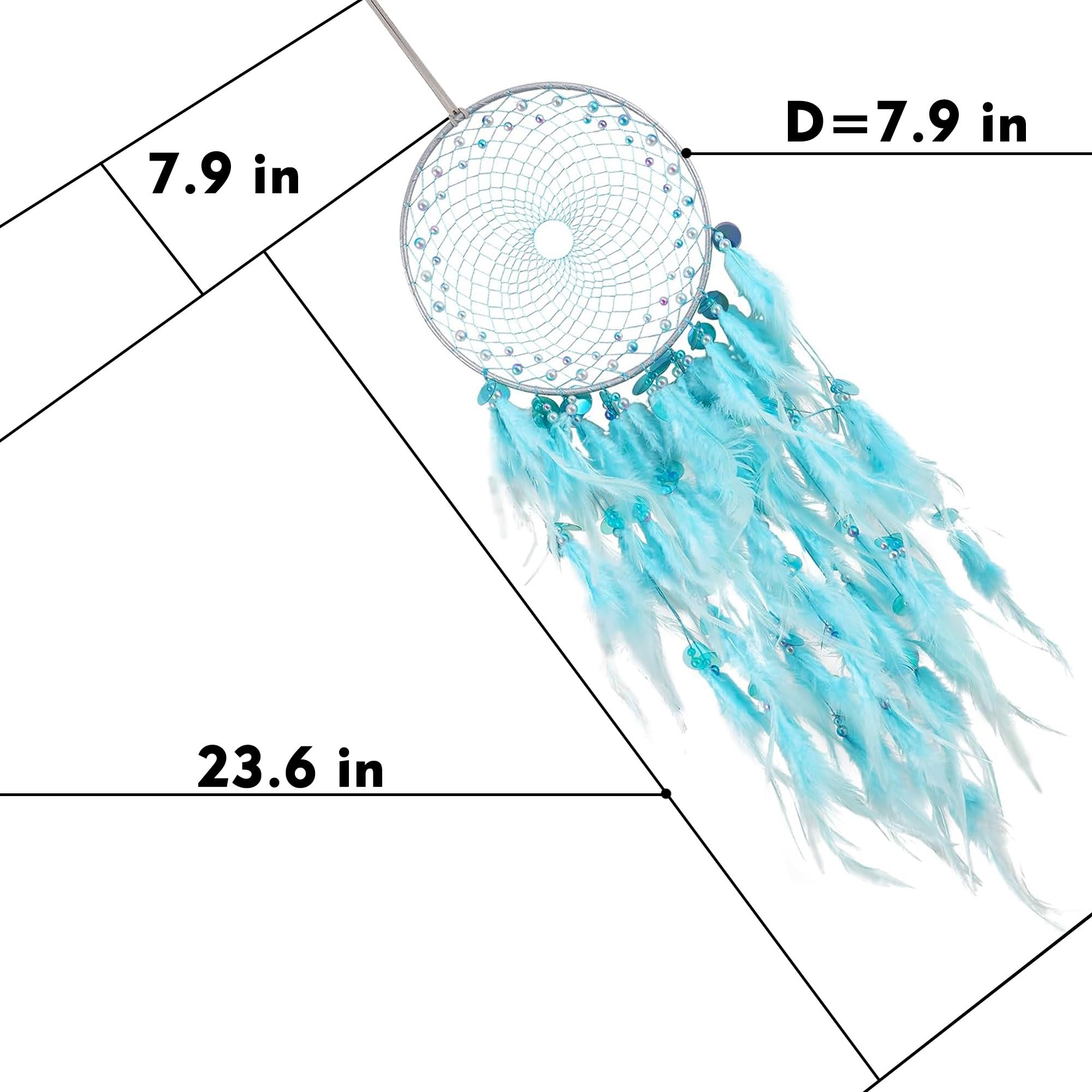 Atrapasueños grande, atrapasueños de plumas naturales, atrapasueños de perlas de cristal ABS, hecho a mano para colgar adornos, decoración de pared de dormitorio, decoración de árbol de Navidad,