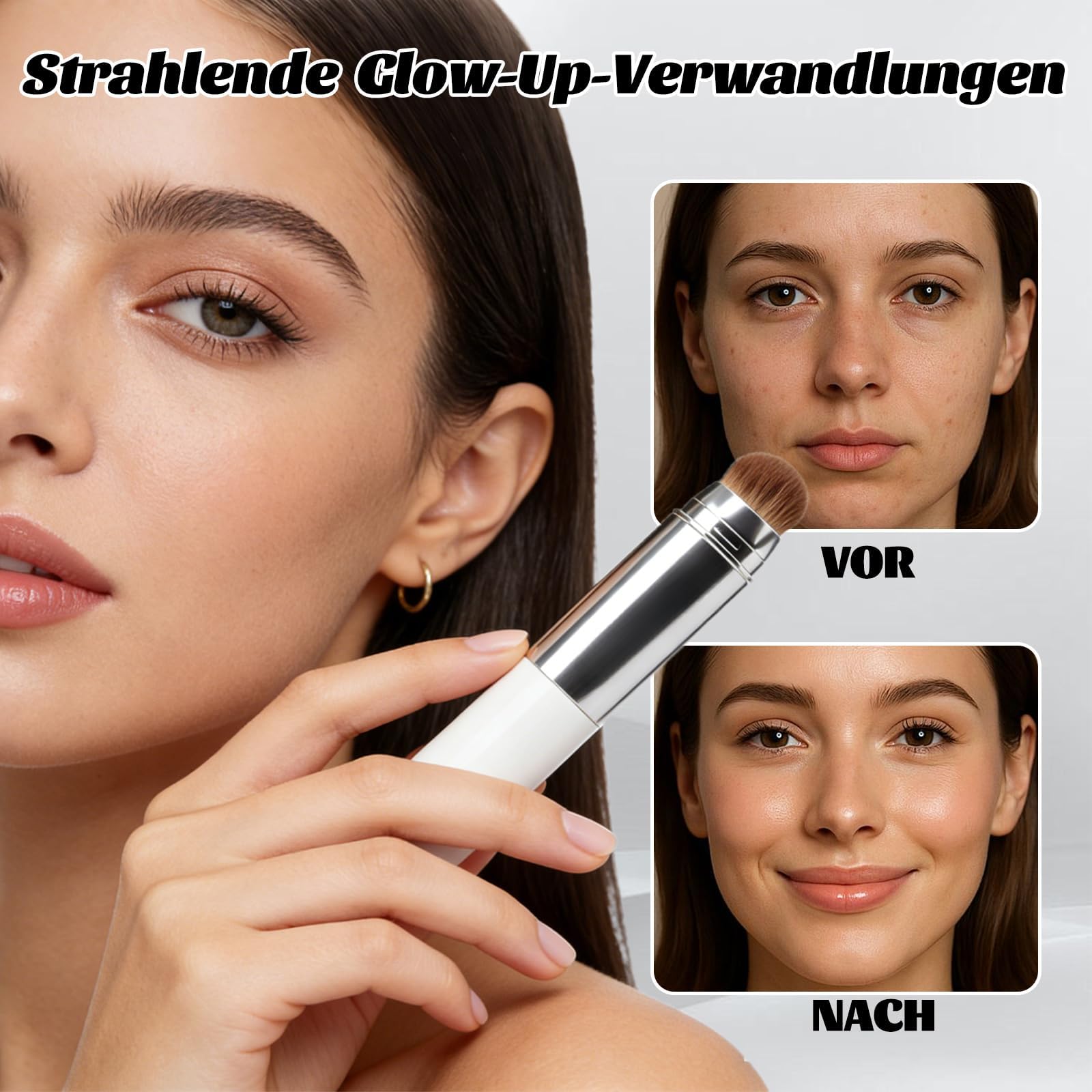 Faccelove Foundation mit LSF 15, Color Changing Foundation Stick mit Bürste – Automatische Farbanpassung, Feuchtigkeitsspendender, Aging Pflege für reife Haut ab 40, für alle Hauttypen - 3