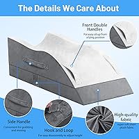 Vista 4 de Almohadas de elevación de doble pierna, almohada de cuña para después de la cirugía, soporte de espuma viscoelástica ajustable, cuidado cómodo