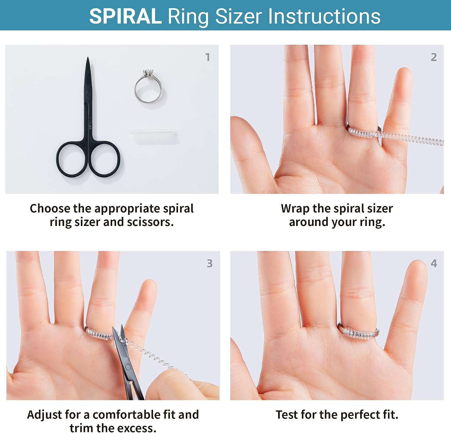 Ring Size Adjuster for Loose Rings - 8 Sizes Invisible Silicone Ring Guards & Spacers, Universal Ring Resizer Tightener Fits 1-10mm Ring Widths for Men & Women Jewelry