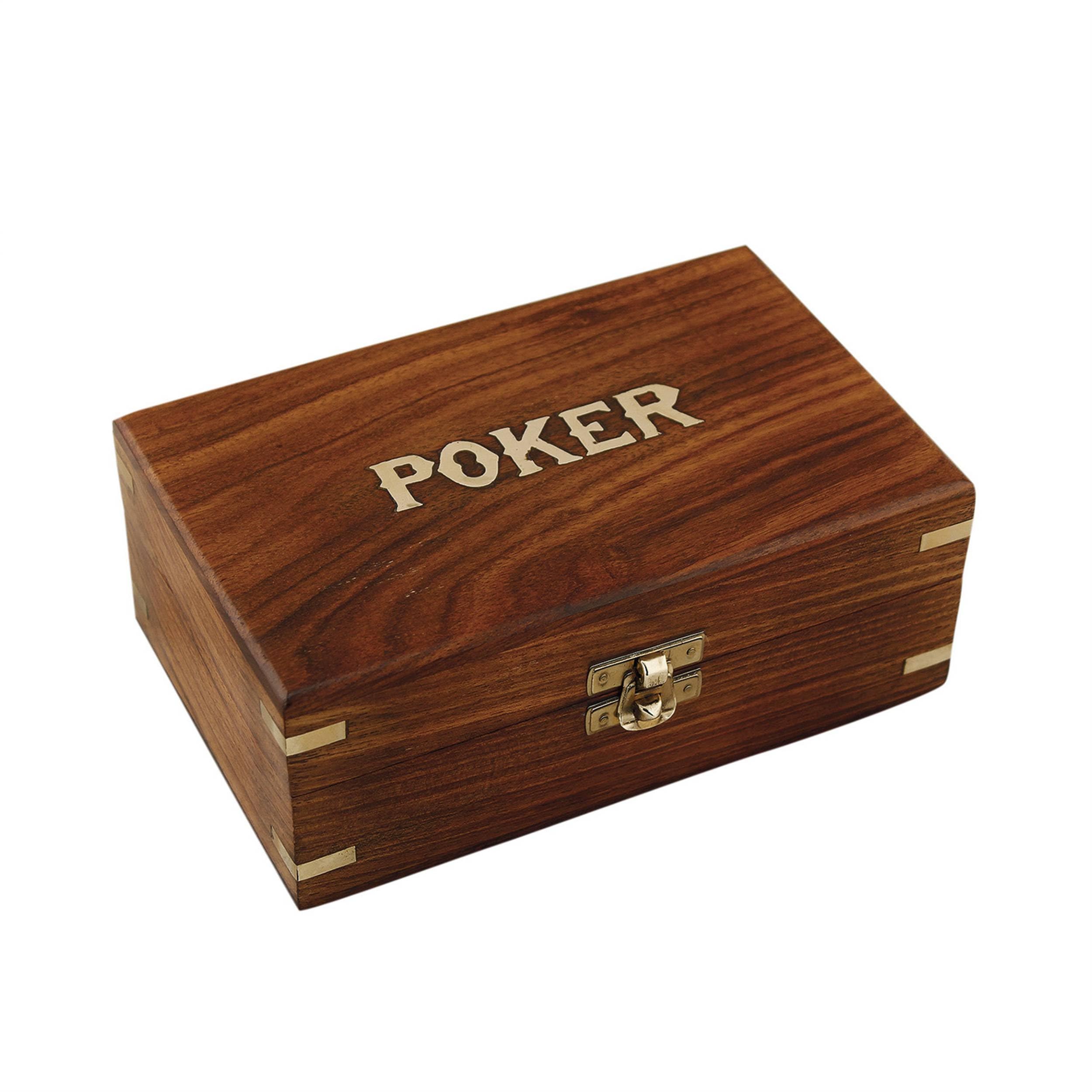 NKlaus Set da poker con 100 chip e dealer in scatola di legno, 18,5 x 11,5 x 7 cm, decorazione nautico 15987