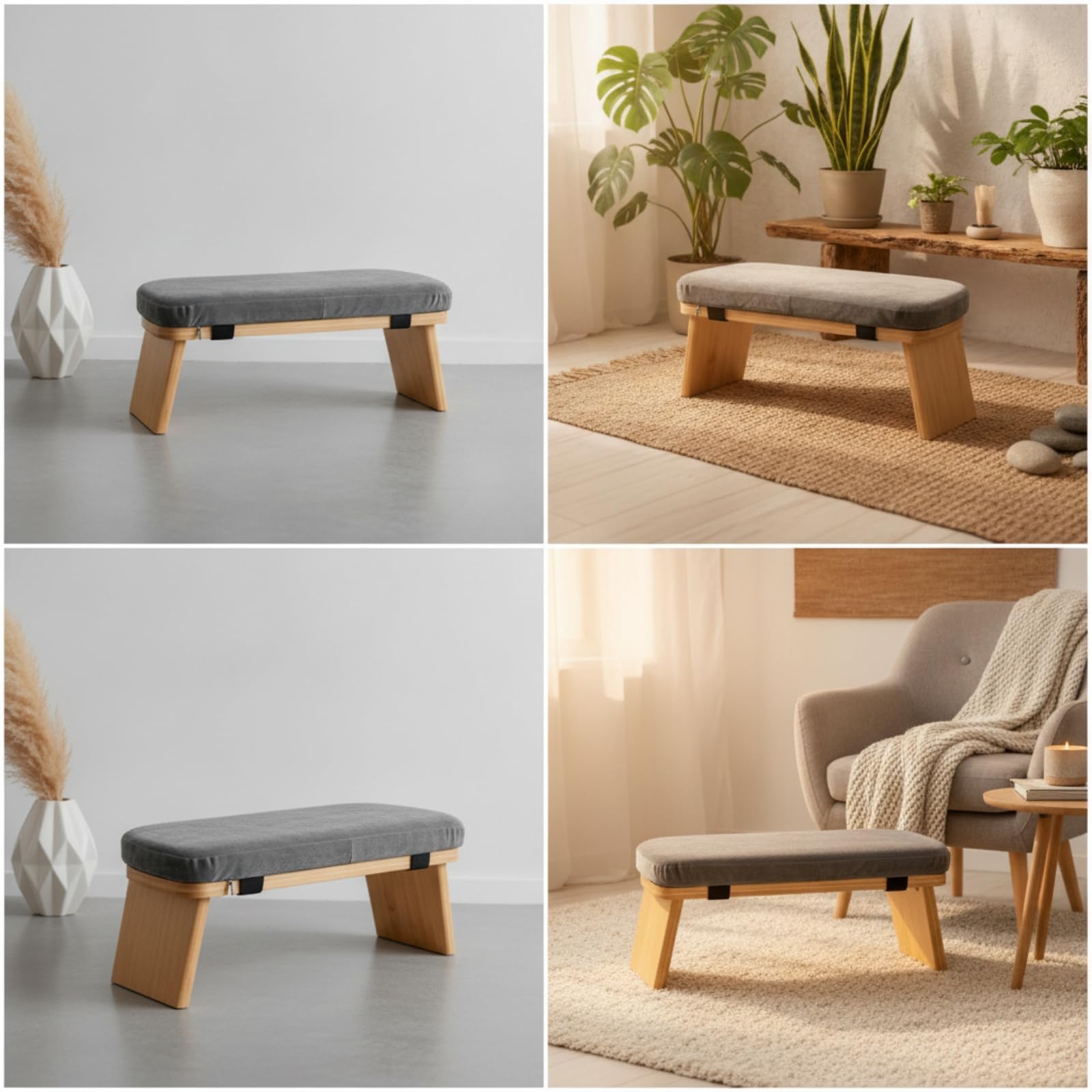 Asiento de Meditación Banco de Meditación Taburete de Rodillas Silla Ergonómica Cojín Suave en Bambú con Soporte Resistente para Adecuado para