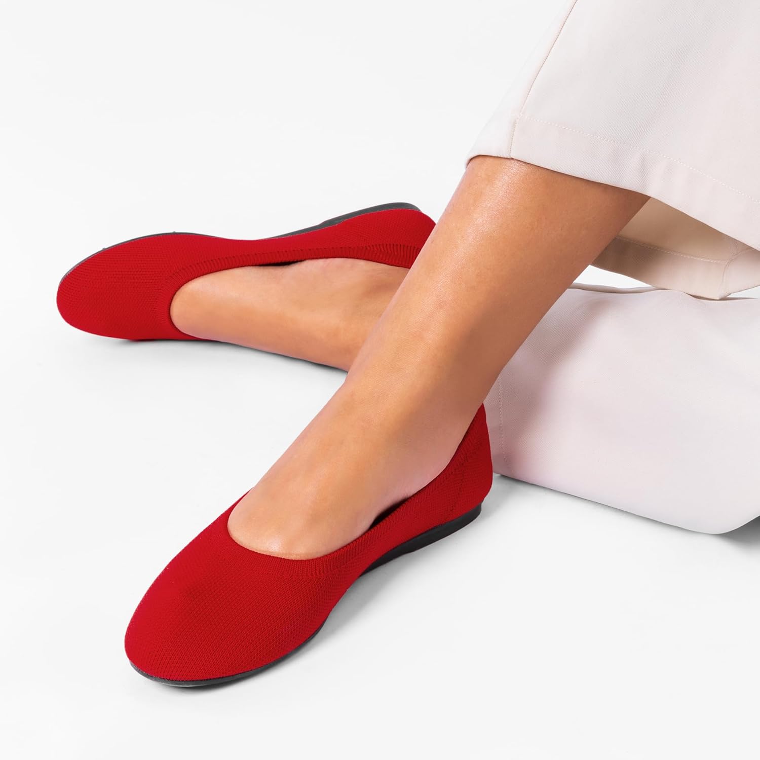 DREAM PAIRS Wide Ballet Flats Shoes for Women, Width Foldable Knit Women's Flats with Arch Support, Comfortable Shoes for Women Dressy Casual Work Office - Image 2