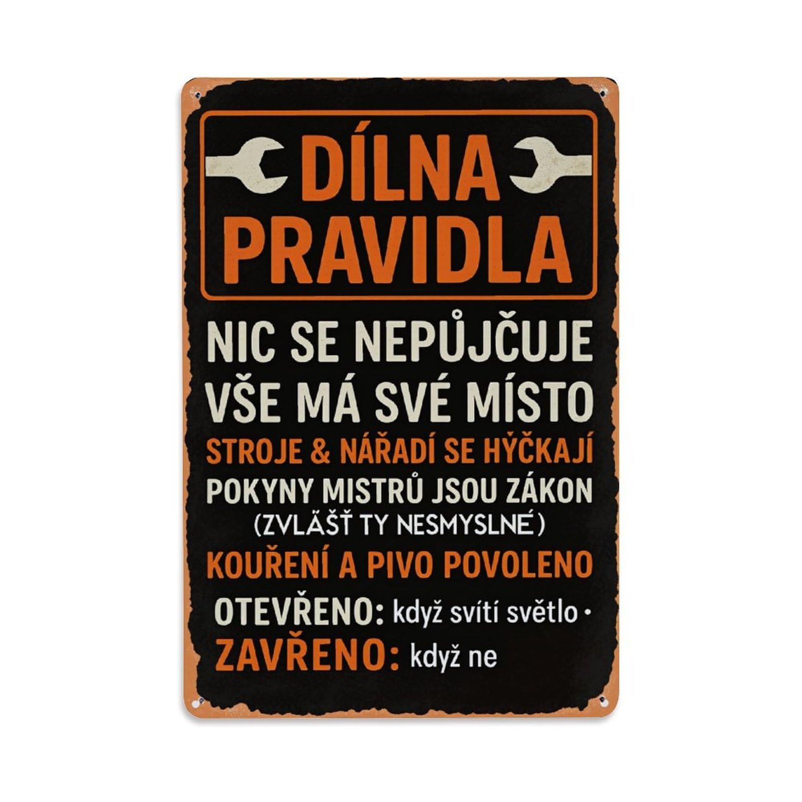 Enderetf Vintage Dilna Rules Nothing Is Borrowed Everything Has Its Place Machines Tin Sign Metal Poster, Home Bar Garage Man Cave Cafe Indoor & Outdoor Wall Decoration 8X12inches