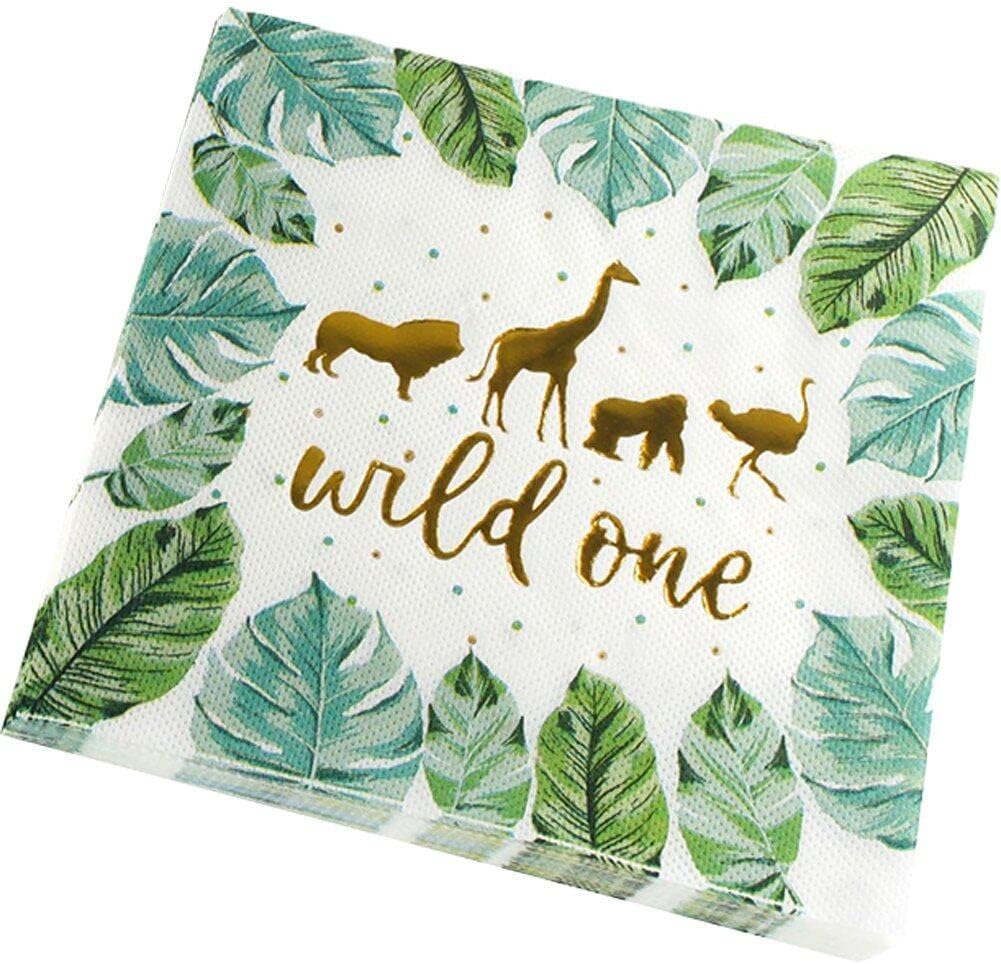 Wild One Paper Napkins Jungle Animal Print Party Napkins Jungle Themed