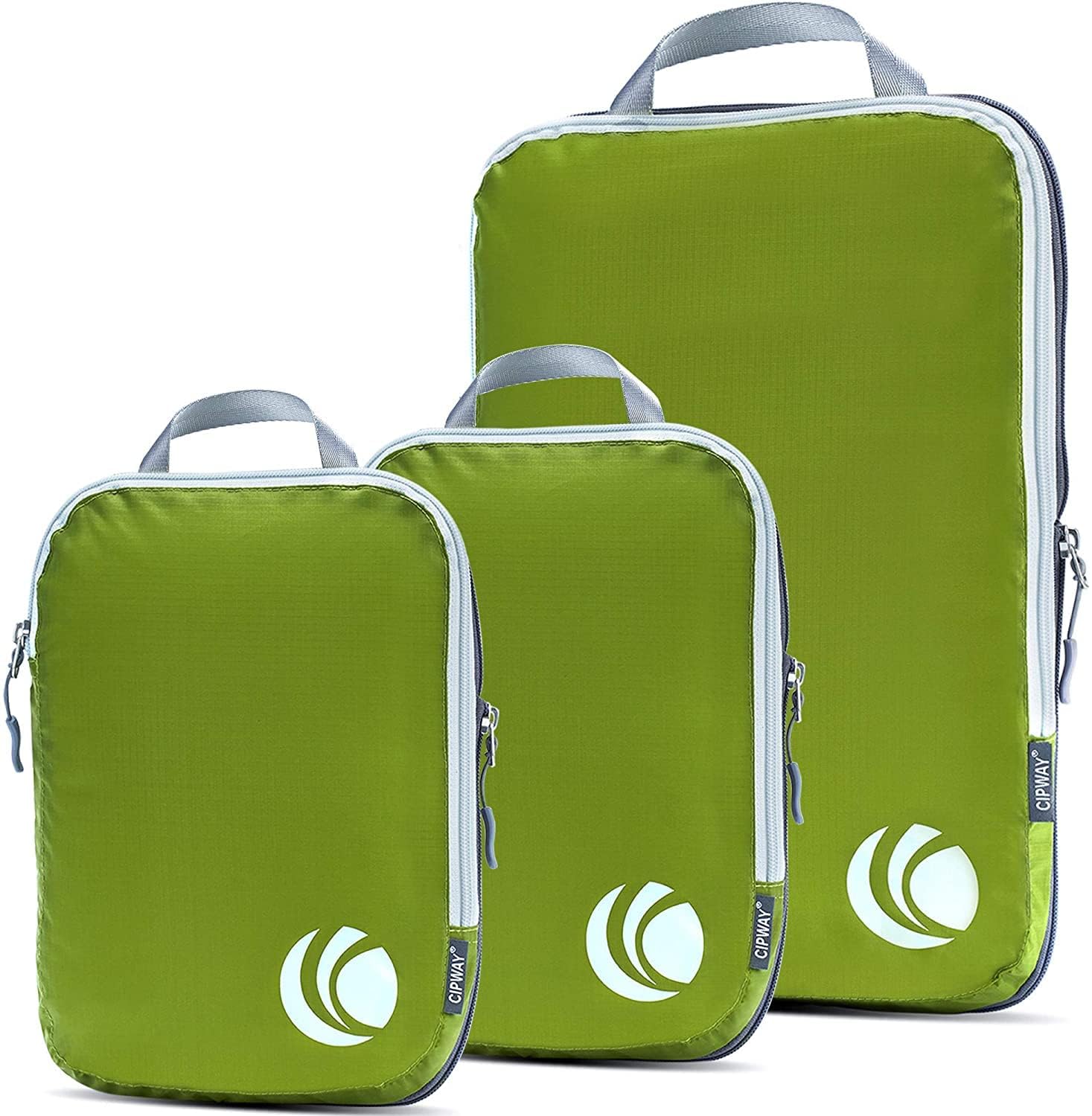 Cipway Compression Packing Cubes, 3 Set Ultralight Compressible Expandable Travel Organizers for Suitcase, Carry-On Luggage & Backpack (Green)