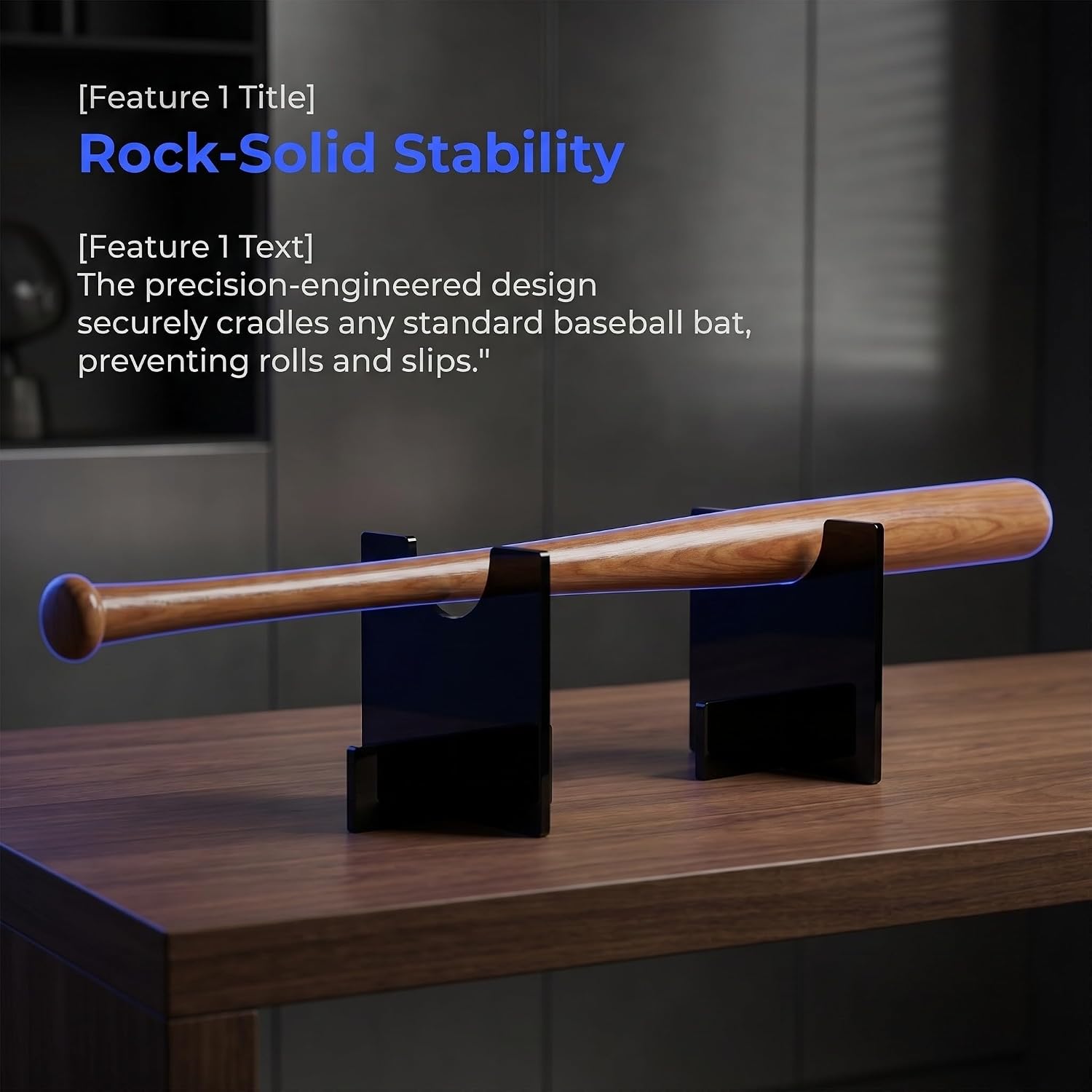 Baseball Bat Display Stand with Sturdy Structure and Easy to Maintain Black Holder Acrylic Horizontal Table Display Rack for Softball and Memorabilia Bats for Home or Shelf