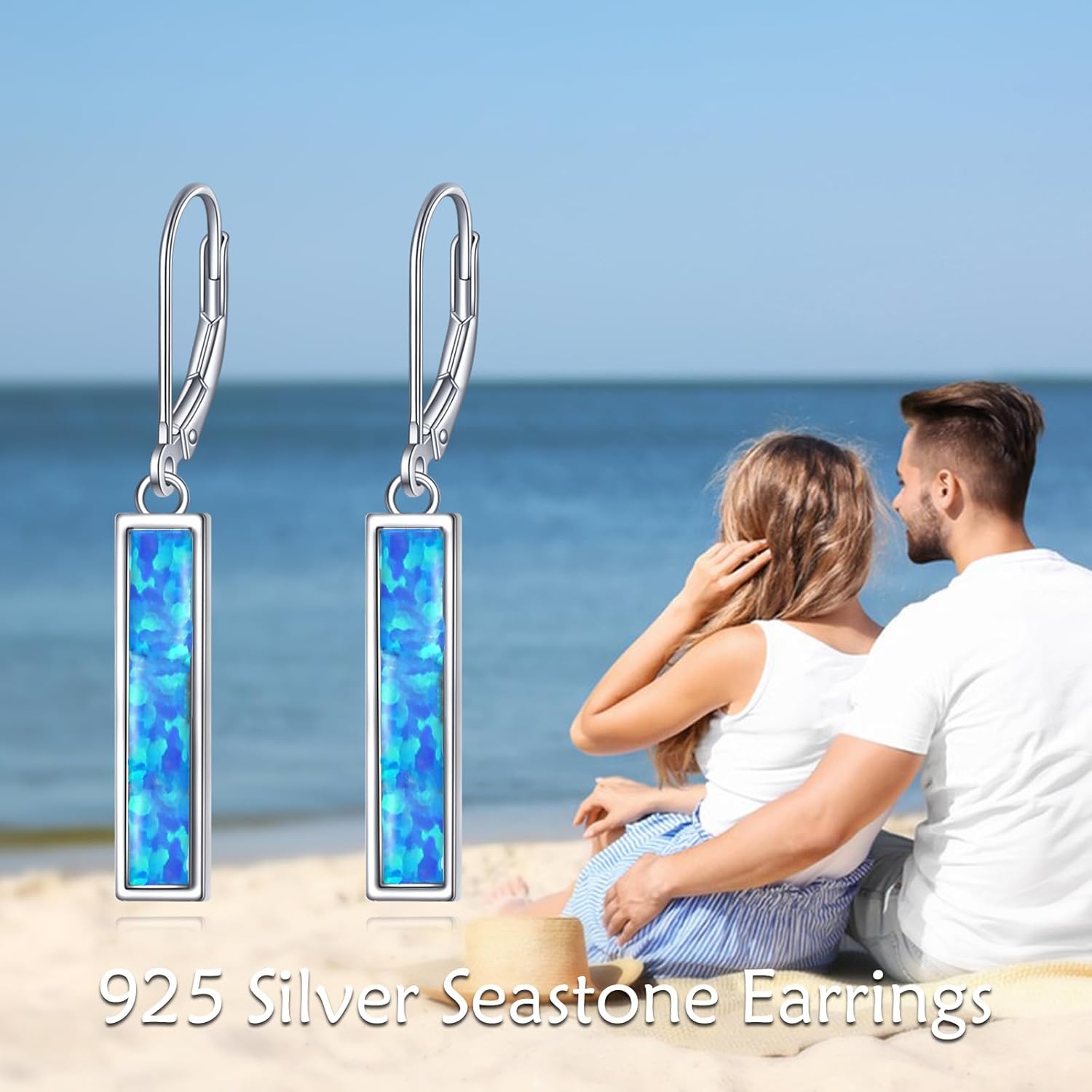 CRMAD Abalone Shell Bar Earrings for Women Sterling Silver Leverback Earrings Abalone Jewelry Gift - Image 6